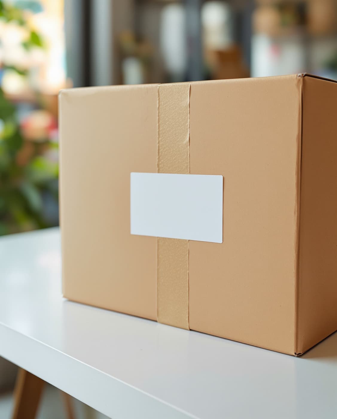 Caja sellada y etiquetada lista para enviar